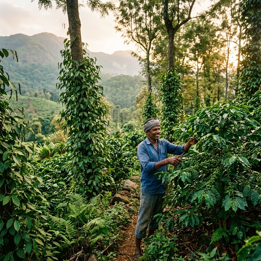 Indian Farmer Working in Estate
